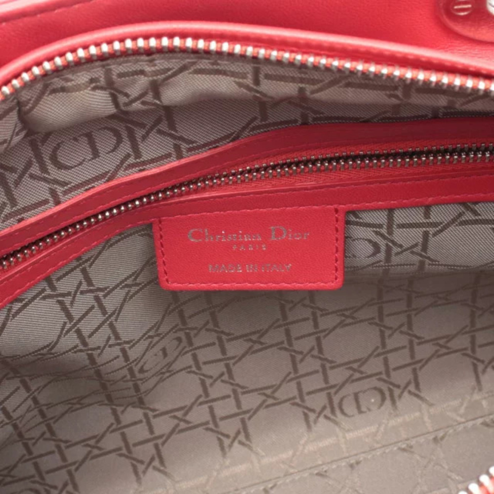 Dior Lady Cannage Handbag Leather Red - Picture 4 of 7